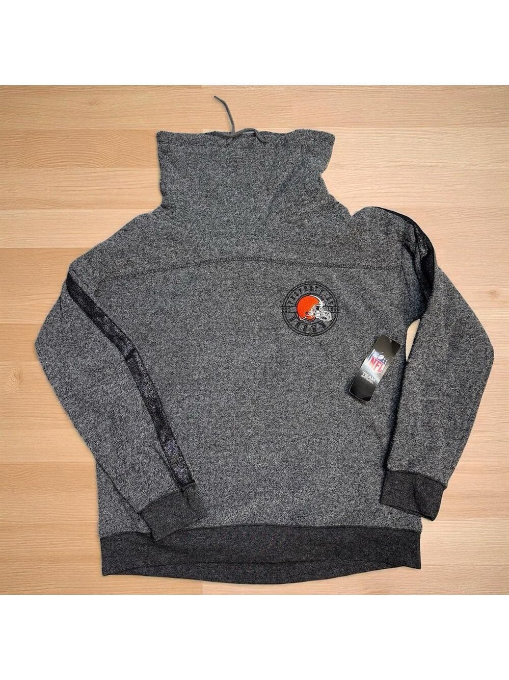 NFL Cleveland Browns Heather Charcoal Cowl Neck Pullover Women’s Sweater Medium